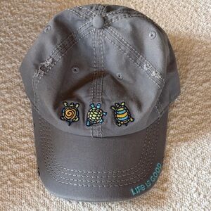 Life Is Good Gray Cap with Turtle Trio Embroidery